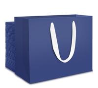 EUSOAR Blue Gift Bags Medium - 50PCS 230GSM Dark Blue Paper Bags Multipack M 27x8x21cm - Bridesmaid Gift Bags for Wedding Day Navy Blue - Deep Royal Blue Cardboard Party Favor Bag for Man Birthday
