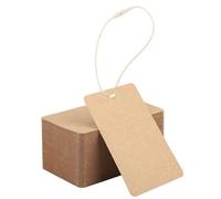 EUSOAR Brown Gift Tags - 200 Pieces 5x8cm Kraft Paper Tags - Rectangular Brown Labels with String - 300GSM Lable Tag for Personalised Presents Gift Wrap Price Hang