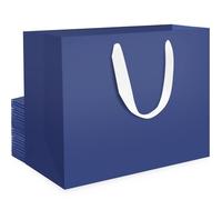 EUSOAR Dark Blue Gift Bags - 20 PCS Extra Large Paper Bags Bags with Handles - 15x5x11 inch XL Carrier Bag Navy Blue - 230GSM Large Cardboard for Shopping Presents Birthday