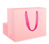 EUSOAR Gift Bags Pink - 20PCS Pack Pink Party Bags M 10x3x8 inch - Medium Bridesmaid Paper Gift Bag with Handles - 230GSM Kraft Paper Gift Bags for Presents
