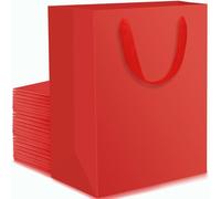 EUSOAR Red Paper Carrier Bags - 30 PCS With Handles M 7x3x11 Inch - Luxury Party Bags for Present - 230GSM Medium 18cm High - Gift Bags for Men Birthday Valentine