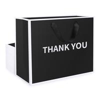 EUSOAR Thank You Gift Bags - 20 PCS Multipack - Black Medium M 10x3x8 Inch - 230GSM Luxury Paper Party Bags for Teacher, Father, Man Birthday Presents