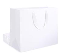EUSOAR White Gift Bags Large - 20PCS 250GSM Kraft White Paper Bags with Handle for Present - L 32x11.5x28cm Party Bags Multipack for Mothers Day Wedding Birthday Thanks Giving