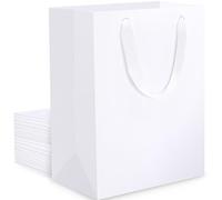 EUSOAR White Paper Bag - 20 PCS 230GSM Thick Paper Gift Bags with Handles - 15x6x20cm Small Plain White Gift Bags for Present - Party Bags for Wedding Retail Shopping Mother's Day