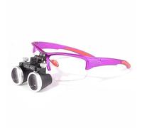 EUSTOMA 3.5X Loupes Head Magnifier Binocular 2 Clips Replaceable Frame Anti Slip Optical Glasses Angle Adjustable for Lab DY-117-3.5X (Purple)