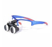 EUSTOMA 3.5X Loupes Head Magnifier Binocular 2 Clips Replaceable Frame Anti Slip Optical Glasses Angle Adjustable for Lab DY-117-3.5X (Blue)