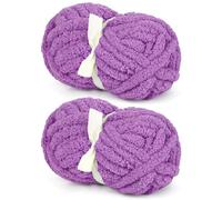 Eustoma Purple Chunky Chenille Yarn for Crocheting & Knitting, Super Bulky Soft Plush Warm Fluffy Yarn for Blankets, Large Thick Chenille Yarns for Beginners (2 PCS, 28yds/8oz Each)