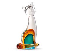 EUSTUMA Hand Blown Glass Cat Figurine Ornament,Animal Ornament for Home Decor,Animal Collection for Birthday Gift,Glass Sculpture.