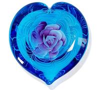EUSTUMA Hand Blown Glass Heart Flower Paperweight for Office Desk,Home Decor Collectible.