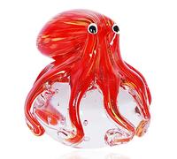 EUSTUMA Hand Blown Glass Octopus Figurine Ornament,Sea Animal Ornament for Fish Tank Aquarium,Sea Animals Collection for Birthday Gift,Glass Office Paperweight for Desk.