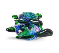 EUSTUMA Hand Blown Glass Sea Turtle with Babies Figurines,Sea Animal Ornament for Home Decor,Sea Animals Collection for Birthday Gift,Glass Tortoise Sculpture