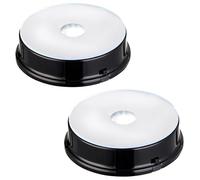 EUSTUMA LED Light Base Display Stand,Lighted Up Stand Color Changing Small LED for 3D Glass Crystal Art,Holiday Party Decoration. (B-Black-White Light-2PCS, White Light)