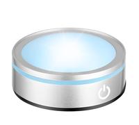 EUSTUMA LED Light Base Non-slip Round Display Stand,crystal led light base,Suitable for Glass Crystal Spherical Artwork,Holiday Party Decoration. (Silver Flat Top Surface)