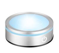EUSTUMA LED Light Base Non-slip Round Display Stand,crystal led light base,Suitable for Glass Crystal Spherical Artwork,Holiday Party Decoration. (Silver Led Base for Glass Ball)