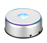 EUSTUMA Rotating LED Display Base Colorful Light Crystal Display Base Stand,Lighted Up Stand Color Changing Small LED for 3D Glass Crystal Art,Holiday Party Decoration. (A-Silver-Multicolor)