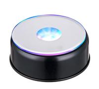 EUSTUMA Rotating LED Display Base Colorful Light Crystal Display Base Stand,Lighted Up Stand Color Changing Small LED for 3D Glass Crystal Art,Holiday Party Decoration. (B-Black-Multicolor)