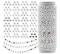 EuTengHao 1000 Pieces Letter Beads Kit 28 Styles Alphabet Heart Beads for Bracelets Necklace Friendship Jewelry Making(Black Letter)