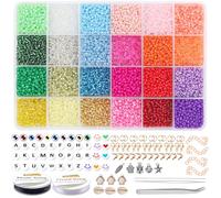 EuTengHao 13200Pcs Glass Seed Beads Small Craft Beads Small Beads for DIY Bracelet Necklaces Crafting Jewelry Making Supplies with Jewelry Findings (3mm, 550 Per Color, 24 Colors)