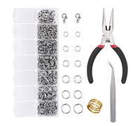 EuTengHao 1504pcs Open Jump Ring and Lobster Clasps Kit Include Pliers Tweezers Jewelry Making Repair Supplies Kit with Jewelry Making Accessories for Necklace Making Repair (Silver)