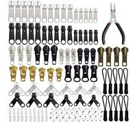 EuTengHao 169Pcs Zipper Kit with Pull Rescue Tool and Install Pliers for Clothing, Jackets, Purses, Luggage, Backpacks (Silver and Black)