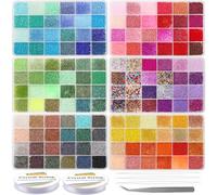 EuTengHao 57600pcs 2mm Glass Seed Beads Small Craft Beads for DIY Bracelet Necklaces Crafting Jewelry Making Supplies with Jump Ring Lobster Clasp Elastic Strings (144 Colors, 400Pcs Per Color)