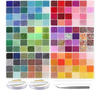 EuTengHao 57600pcs 2mm Glass Seed Beads Small Craft Beads for DIY Bracelet Necklaces Crafting Jewelry Making Supplies with Jump Ring Lobster Clasp Elastic Strings (144 Colors, 400Pcs Per Color)