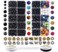 EuTengHao 810Pcs Color Lava Rock Beads Stone Chakra Spacer Kit with Volcanic Gemstone Crystal String for Diffuser Essential Oils Yoga Bracelets DIY Jewelry Making Supplies (4mm 6mm 8mm)