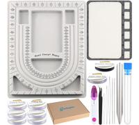 EuTengHao bead Design Boards Mats with Scoop Soft Stable Beading Mat Jewelry Stringing Needles Organizer Tray for Jewelry DIY Making of Bracelets Necklaces Craft Supplies