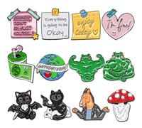 EuTengHao Cute Funny Enamel Lapel Pin Set Brooch Pin Badges Brooch Pins for Clothing Bags Jackets Accessories Supplies DIY Crafts (12Pcs/Mix Color)