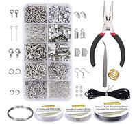 EuTengHao Jewelry Making Supplies Kit - Repair Tool Set with Pliers, Beading Wires, Open Jump Rings, Lobster Clasps, Necklace Cord, Ribbon Ends & Findings for DIY Jewelry