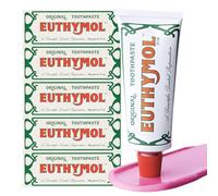 EUTHYMOL Original Toothpaste (3.7fl oz, Pack of 5) - Fluoride-Free Toothpaste for Sensitive Teeth & Gum. Bad Breath, Cavity Prevention, 12-Hour Long Lasting Freshness with Wintergreen.