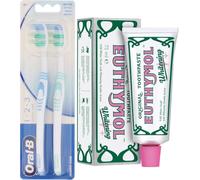 Euthymol Whitening Toothpaste 75ml + Oral-B Classic Care 1.2.3 Medium Toothbrush - 2 Pack| Deep Clean, Gum Care, Natural Whitening | Assorted Brush Colours | Oral Hygiene Travel Bundle
