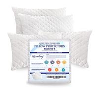 Eutony Quilted Zipped Pillow Protectors 4 Pack - Ultra Luxe, Soft & Breathable Microfiber, Hypoallergenic 50 x 75cm - White