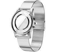 EUTOUR Magnetic Watch for Men, Japanese Quartz Movement, Mirror Silver Dial, No Hands Design, 38mm Case, 3ATM Waterproof, Silver Spectral Stainless Steel Strap (20mm)