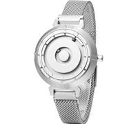 EUTOUR Magnetic Watch for Women No Glass Minimalism Magneto Ladies Watch 36mm with Stainless Steels Band Silver
