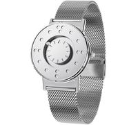 EUTOUR Men's Magnetic Blind Watch Ball Bearing Silent Touch Water Resistant Minimalist Fashion Without Glass Quartz Watch 40 mm Milanese Mesh Stainless Steel Strap, silver, bracelet