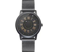 EUTOUR Men's Magnetic Watch Magnetic Watch Minimalist Unisex Quartz Watch with Stainless Steel Mesh Strap Black