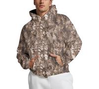 Eutten Mens Camo Hoodies Maple Leaf Print Oversized Hooded Sweatshirt Fleece Pullover Sweatshirts Long Sleeve with Pocket, Dark Brown, XX-L