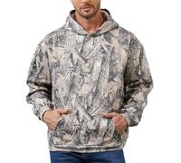 Eutten Mens Camo Hoodies Maple Leaf Print Oversized Hooded Sweatshirt Fleece Pullover Sweatshirts Long Sleeve with Pocket, Dark Green, XL