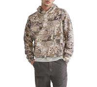 Eutten Mens Camo Hoodies Maple Leaf Print Oversized Hooded Sweatshirt Fleece Pullover Sweatshirts Long Sleeve with Pocket, Brown White, M