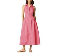 Eutten Sleeveless Shirt Dress Women Collared Button Down Pleated Midi Dress Summer Casual Striped Blouse Long Dresses, Pink Stripe, S