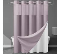 EUTXL Lavender No Hook Shower Curtain with Snap in Liner,230GSM Waffle Weave Shower Curtains for Bathroom,71W x 74H