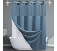EUTXL Moonlight Blue No Hook Shower Curtain with Snap in Liner,230GSM Waffle Weave Shower Curtains for Bathroom,71W x 74H