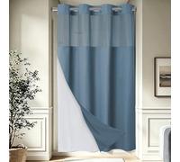EUTXL Moonlight Blue Stall No Hook Shower Curtain with Snap in Liner,230GSM Waffle Weave Shower Curtains for Bathroom,54W x 80H