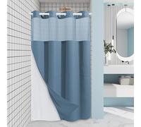 EUTXL Moonlight Blue Stall No Hook Shower Curtain with Snap in Liner,230GSM Waffle Weave Shower Curtains for Bathroom,54W x 80H