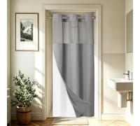 EUTXL Stall No Hook Shower Curtain with Snap in Liner,230GSM Waffle Weave Shower Curtains for Bathroom,36W x 74H,Grey