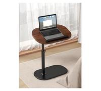 EUTYRG Adjustable Height C Shaped Side Table with Multi angle Flip Top for Couch and 360°Swivel Laptop Stand Bedside Table for Living Room Bed Bathtub Black Wood Finish (Black Walnut)