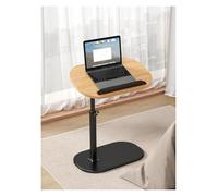 EUTYRG Adjustable Height C Shaped Side Table with Multi angle Flip Top for Couch and 360°Swivel Laptop Stand Bedside Table for Living Room Bed Bathtub Black Wood Finish (Black Wood)