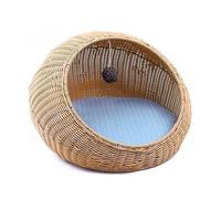 EUTYRG Calming Dog Bed Rattan Pet Bed Cute Cat Nest Closed Cat Cushion Bed Keep Warm Pet Cat Bed Hand-woven Cat Dog Bed