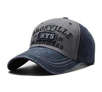 EUUDROBY Baseball Cap Four Seasons Men's Baseball Cap Casual Distressed Cotton Letter Embroidered Peaked Cap Curved Brim Dome Casual Sun Protection Hat-wash Blue Ash-Adjustable